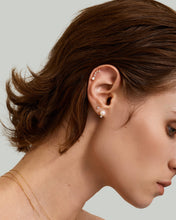 Load image into Gallery viewer, ADALYNN | Pear and Round Lab Grown Diamonds Pair Stud Earrings by Aurelie Gi — alternate angle
