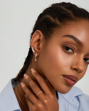 Load image into Gallery viewer, Graduated Lab Grown Diamond Curve Flatback Stud by Aurelie Gi — on model

