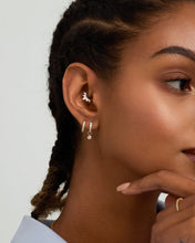 Load image into Gallery viewer, Lotus Garland Lab Grown Diamond Single Clicker Hoop by Aurelie Gi — detail view
