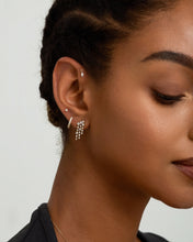 Load image into Gallery viewer, OSUPA | 3-Row Dangling Lab Grown Diamonds Threadless Flatback Earring by Aurelie Gi — detail view
