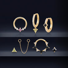 Load image into Gallery viewer, PERI | Peridot and White Sapphire Huggie Hoop by Aurelie Gi — alternate angle
