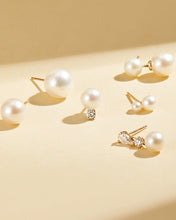Load image into Gallery viewer, ALBA | Double Pearl Single Stud Earring by Aurelie Gi — alternate angle
