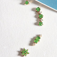 Load image into Gallery viewer, SERENA | Baguette Tsavorite and White Sapphire Single Stud Earring by Aurelie Gi — detail view
