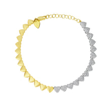 Load image into Gallery viewer, Half and Half Yellow Gold Diamond Heart Bracelet
