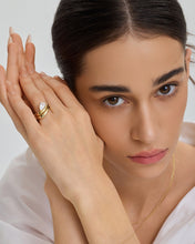 Load image into Gallery viewer, Curved Lab Grown Diamond Figure Balance Ring #7 by Aurelie Gi — on model
