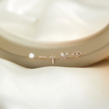 Load image into Gallery viewer, SAINT | Lab Grown Diamond Cross Threadless Flatback Earring
