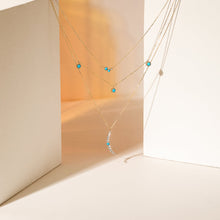 Load image into Gallery viewer, AMIRA | Turquoise &amp; White Sapphire Waterfall Necklace by Aurelie Gi — on model
