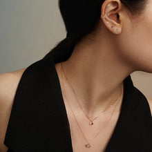 Load image into Gallery viewer, July Birthstone | Ruby and White Sappphire Stud Earring by Aurelie Gi — on model

