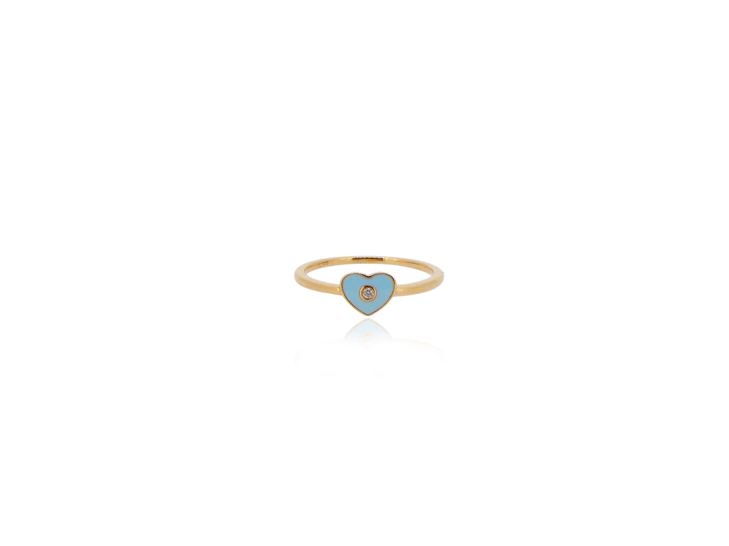 Turquoise Enamel Heart Ring