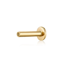 Load image into Gallery viewer, 14K Solid Gold 18 Gauge Threadless Flat Back Earrings Posts by Aurelie Gi — detail view
