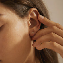Load image into Gallery viewer, NORA | Turquoise &amp; White Sapphire Crescent Moon Single Earring by Aurelie Gi — detail view

