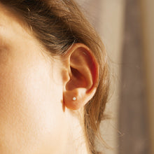 Load image into Gallery viewer, EVANGELINE | Single White Pearl Stud Earring by Aurelie Gi — detail view
