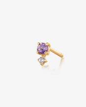 Load image into Gallery viewer, February Birthstone | Amethyst and White Sapphire Stud Earring by Aurelie Gi
