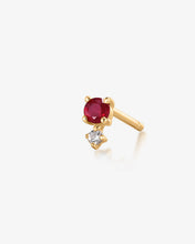 Load image into Gallery viewer, July Birthstone | Ruby and White Sappphire Stud Earring by Aurelie Gi

