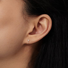 Load image into Gallery viewer, IDA | Rose Cut Double White Sapphire Stud Earring by Aurelie Gi — detail view
