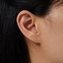 Load image into Gallery viewer, CLARA | Rose Cut Triple White Sapphire Stud Earring by Aurelie Gi — detail view
