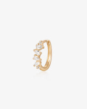 Load image into Gallery viewer, LEIGH | Pear and Round White Sapphire Huggie Hoop by Aurelie Gi
