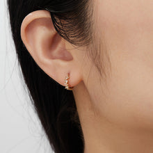 Load image into Gallery viewer, LEIGH | Pear and Round White Sapphire Huggie Hoop by Aurelie Gi — detail view
