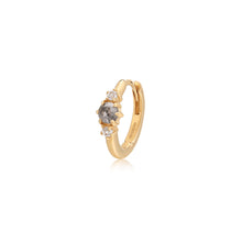 Load image into Gallery viewer, CHANI | Grey Diamond and White Sapphire Huggie Hoop by Aurelie Gi — alternate angle
