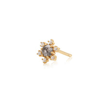 Load image into Gallery viewer, DARA | Grey Diamond and White Sapphire Starburst Stud Single Earring
