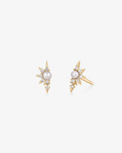Load image into Gallery viewer, NIXIE | Pearl and White Sapphire Stud Earrings by Aurelie Gi
