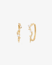 Load image into Gallery viewer, LANA | Pearl and White Sapphire Curved Huggie Hoops by Aurelie Gi
