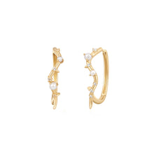 Load image into Gallery viewer, LANA | Pearl and White Sapphire Curved Huggie Hoops by Aurelie Gi — alternate angle
