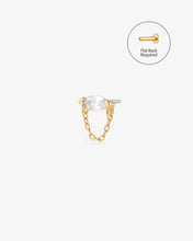 Load image into Gallery viewer, LENOX | Draped Chain and White Sapphire Threadless Flatback Earring by Aurelie Gi
