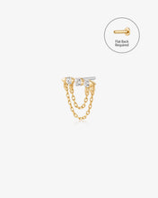 Load image into Gallery viewer, TRIBECA | Draped Double Chain and White Sapphire Threadless Flatback Earring by Aurelie Gi
