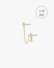 Load image into Gallery viewer, GRAMERCY | Dual White Sapphire Threadless Flatback Earring by Aurelie Gi
