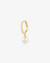 Load image into Gallery viewer, ISLA | Pearl and White Sapphire Huggie Hoop by Aurelie Gi
