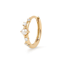 Load image into Gallery viewer, MAYA | Pearl and Lab Grown Diamond Huggie by Aurelie Gi — detail view
