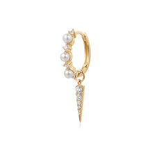 Load image into Gallery viewer, KAMRYN | Pearl Huggie with Lab Grown Diamond Charm by Aurelie Gi — on model
