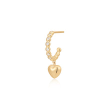 Load image into Gallery viewer, CORALIE | Bezel Lab Grown Diamond Dangle Heart Stud Earring by Aurelie Gi — on model
