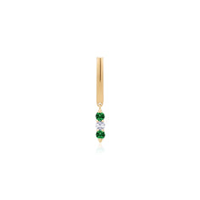 Load image into Gallery viewer, KENZA | Dangle Lab Grown Emerald and Sapphire Huggie by Aurelie Gi — on model

