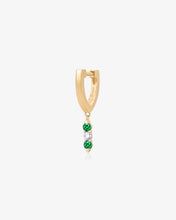 Load image into Gallery viewer, KENZA | Dangle Lab Grown Emerald and Sapphire Huggie by Aurelie Gi
