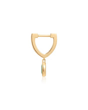 Load image into Gallery viewer, MARIGOLD | Dangle Marquise Lab Grown Emerald Huggie by Aurelie Gi — alternate angle
