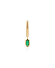 Load image into Gallery viewer, MARIGOLD | Dangle Marquise Lab Grown Emerald Huggie by Aurelie Gi — alternate angle
