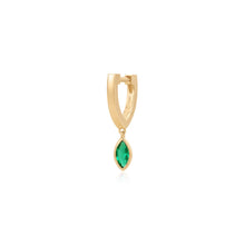 Load image into Gallery viewer, MARIGOLD | Dangle Marquise Lab Grown Emerald Huggie by Aurelie Gi — alternate angle
