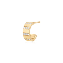 Load image into Gallery viewer, RAVEN | Bead Set Lab Grown Diamond Sleek Hoop Earring by Aurelie Gi — on model
