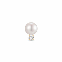 Load image into Gallery viewer, NUA | Pearl with Lab Grown Diamond Accent Single Stud Earring by Aurelie Gi — alternate angle
