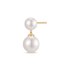 Load image into Gallery viewer, PERLINA | Double Pearl Drop Single Stud Earring by Aurelie Gi — alternate angle
