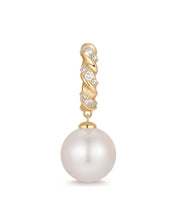 Load image into Gallery viewer, PERLA |  Pearl and Lab Grown Diamond Dangling Single Stud Earring by Aurelie Gi — alternate angle
