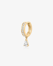 Load image into Gallery viewer, Pear Lab Grown Diamond Drop Pavé Single Huggie Hoop by Aurelie Gi
