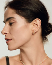 Load image into Gallery viewer, Marquise Trio Lab Grown Diamond Huggie Hoop by Aurelie Gi — on model
