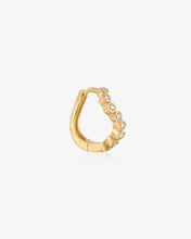 Load image into Gallery viewer, Curved Bezel Diamond Huggie Hoop by Aurelie Gi
