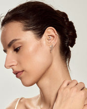 Load image into Gallery viewer, Curved Tassel Bar Lab-Grown Diamond Studs by Aurelie Gi — alternate angle
