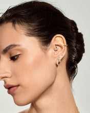 Load image into Gallery viewer, Pavé Curved Diamond Hoops by Aurelie Gi — on model
