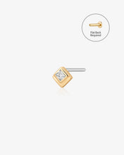 Load image into Gallery viewer, AZTECA | White Sapphire Square Pyramid Threadless Flatback Earring by Aurelie Gi
