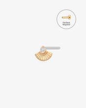 Load image into Gallery viewer, KATE | Single Diamond Fan Threadless Flatback Earring by Aurelie Gi
